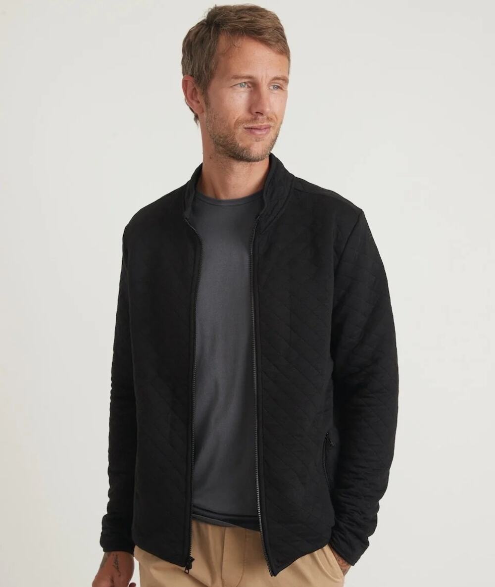 Marine Layer Men's XL Corbet Quilted Jacket Full Zip Black Quilted Zip Pockets